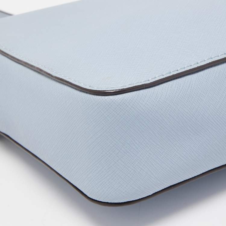 Pre Owned Michael Kors Light Blue Saffiano Leather Jet Set Camera Crossbody Bag 