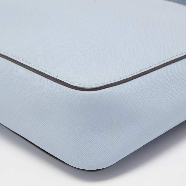 Pre Owned Michael Kors Light Blue Saffiano Leather Jet Set Camera Crossbody Bag 