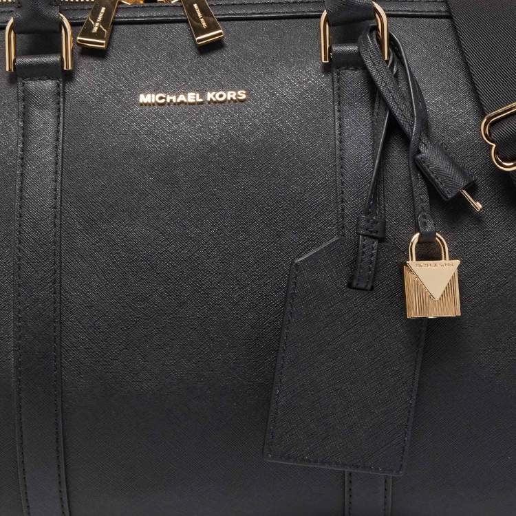 Pre Owned Michael Kors Black Saffiano Leather Large Weekender Bag