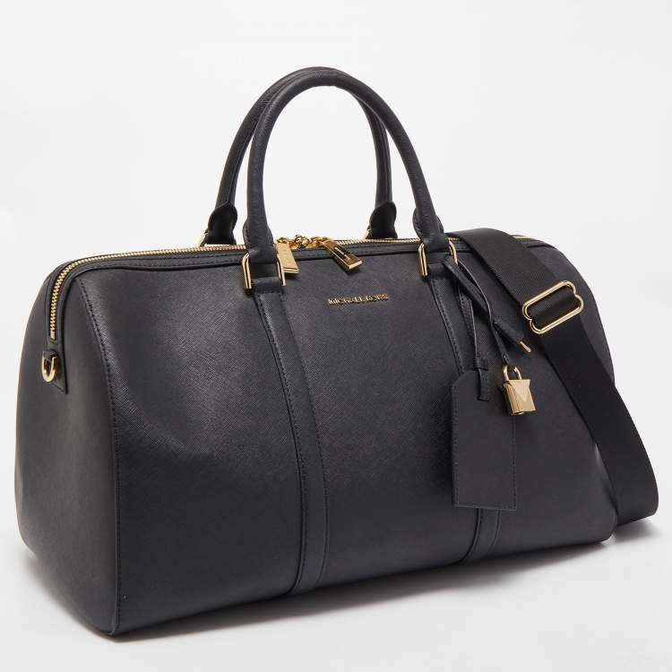 Pre Owned Michael Kors Black Saffiano Leather Large Weekender Bag