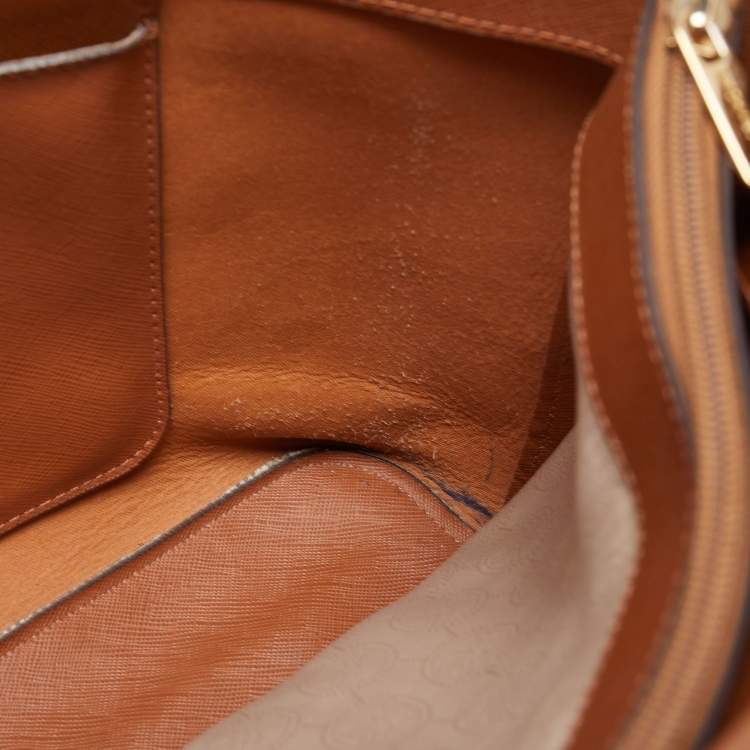 Pre Owned Michael Kors Brown Leather Small Jet Set Travel Tote