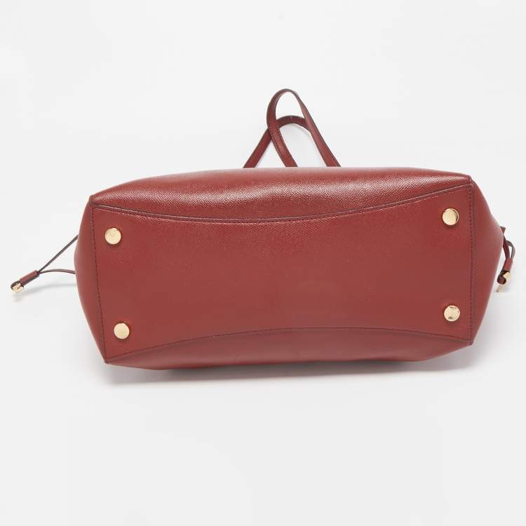 Pre Owned Michael Kors Red Leather Voyager Tote