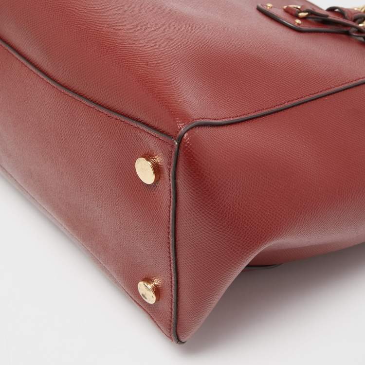 Pre Owned Michael Kors Red Leather Voyager Tote