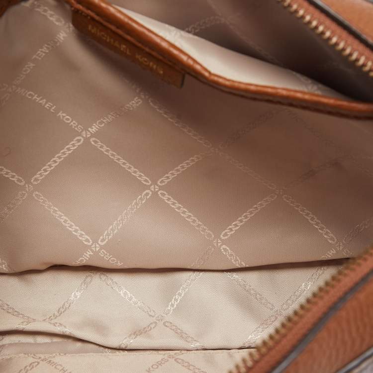 Pre Owned Michael Kors Brown Leather Patchwork Jet Set Crossbody Bag