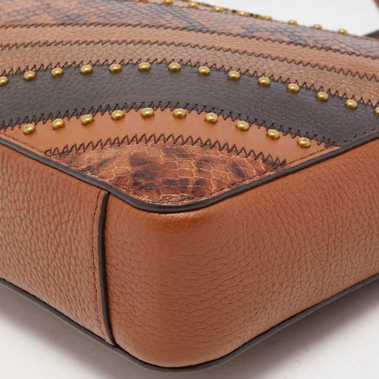 Pre Owned Michael Kors Brown Leather Patchwork Jet Set Crossbody Bag