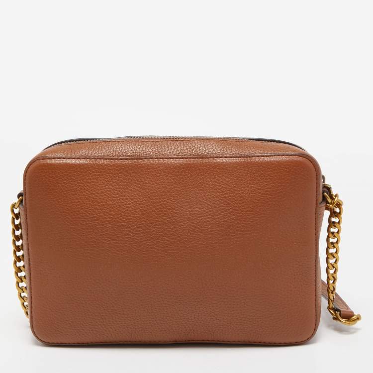 Pre Owned Michael Kors Brown Leather Patchwork Jet Set Crossbody Bag