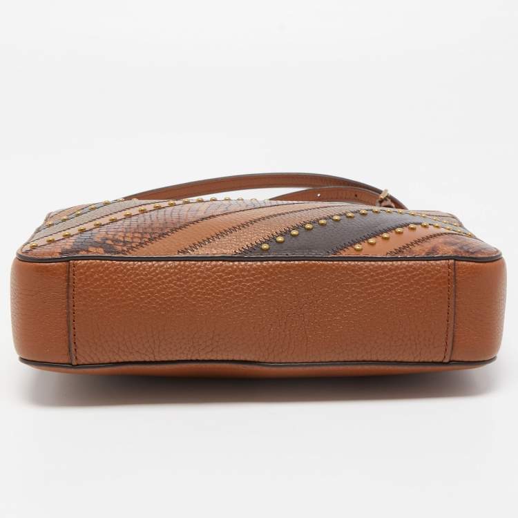 Pre Owned Michael Kors Brown Leather Patchwork Jet Set Crossbody Bag