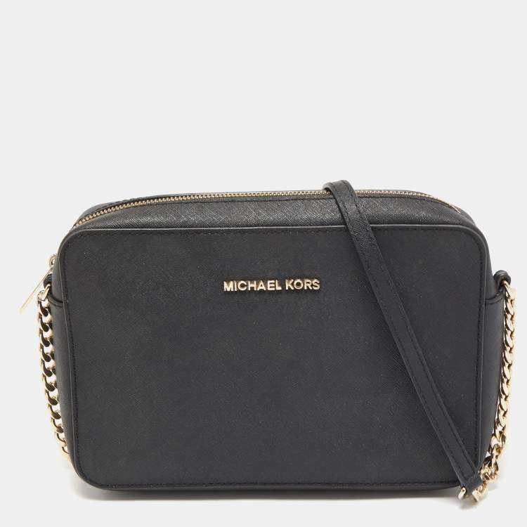 Michael Kors Bags | Michael Kors Jet Set Travel Large Messenger Crossbody Black | Color: Black/Cream | Size: Os | Pursehub's Closet