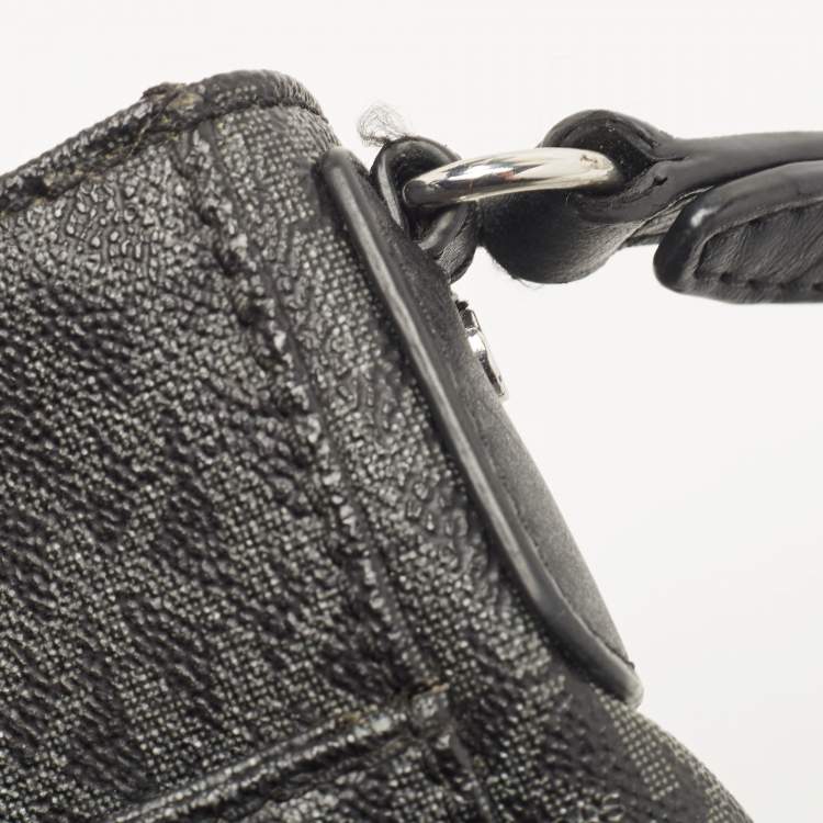 Pre Owned Michael Kors Black Signature Coated Canvas and Leather Jet Set Messenger Bag