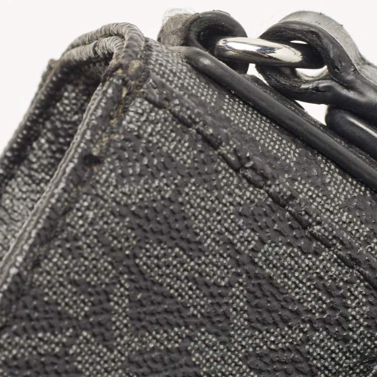 Pre Owned Michael Kors Black Signature Coated Canvas and Leather Jet Set Messenger Bag