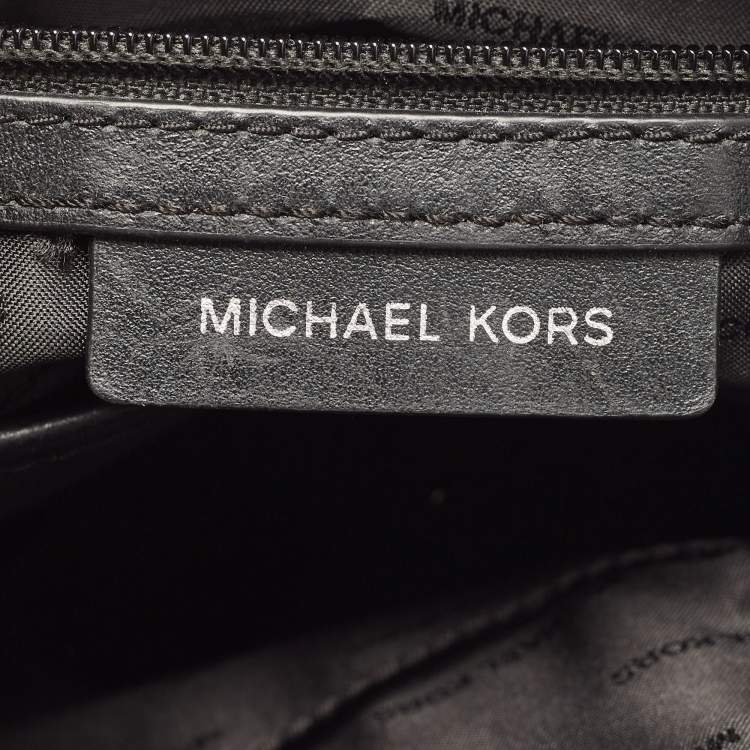 Pre Owned Michael Kors Black Signature Coated Canvas and Leather Jet Set Messenger Bag