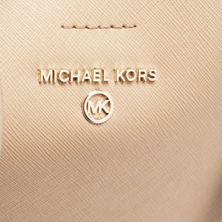 Pre Owned Michael Kors Beige Saffiano Leather Medium Mel Tote