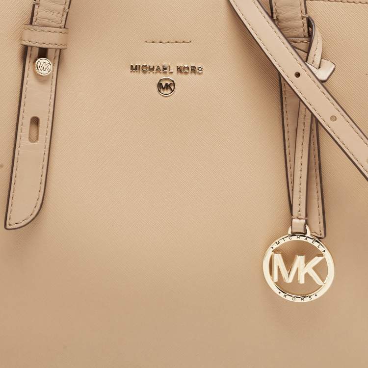 Pre Owned Michael Kors Beige Saffiano Leather Medium Mel Tote