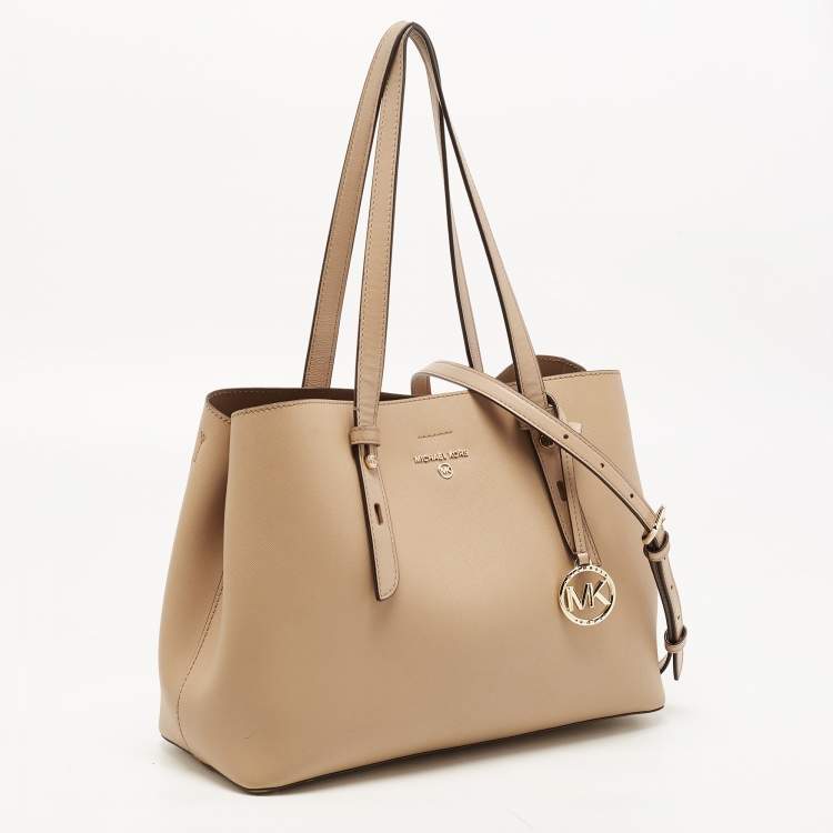 Pre Owned Michael Kors Beige Saffiano Leather Medium Mel Tote