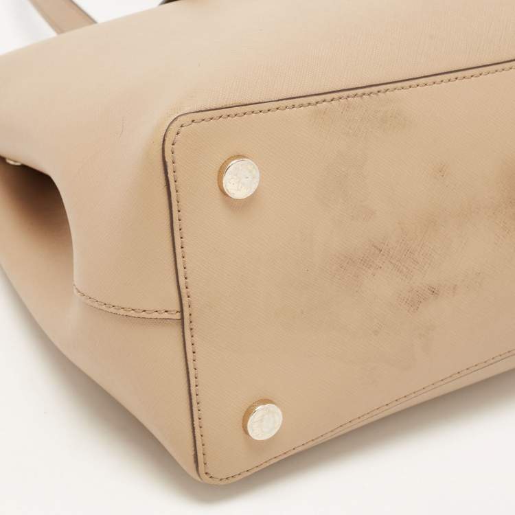 Pre Owned Michael Kors Beige Saffiano Leather Medium Mel Tote