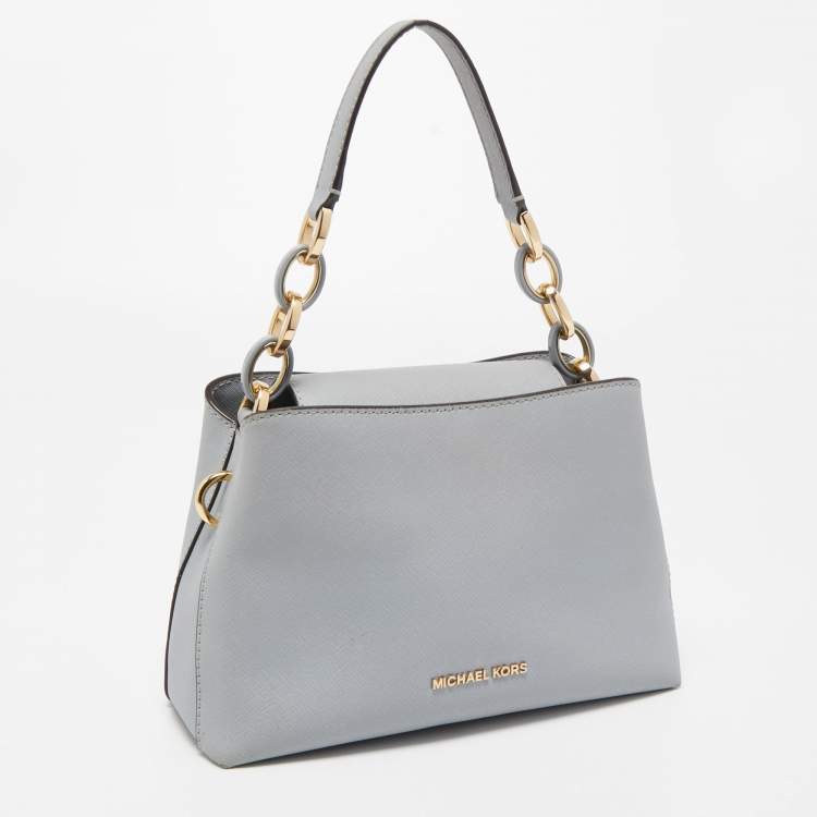 Pre Owned Michael Kors Light Blue Saffiano Leather Portia Satchel 