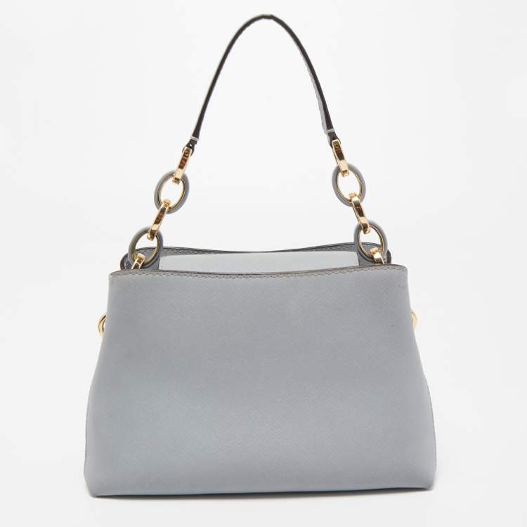 Pre Owned Michael Kors Light Blue Saffiano Leather Portia Satchel 