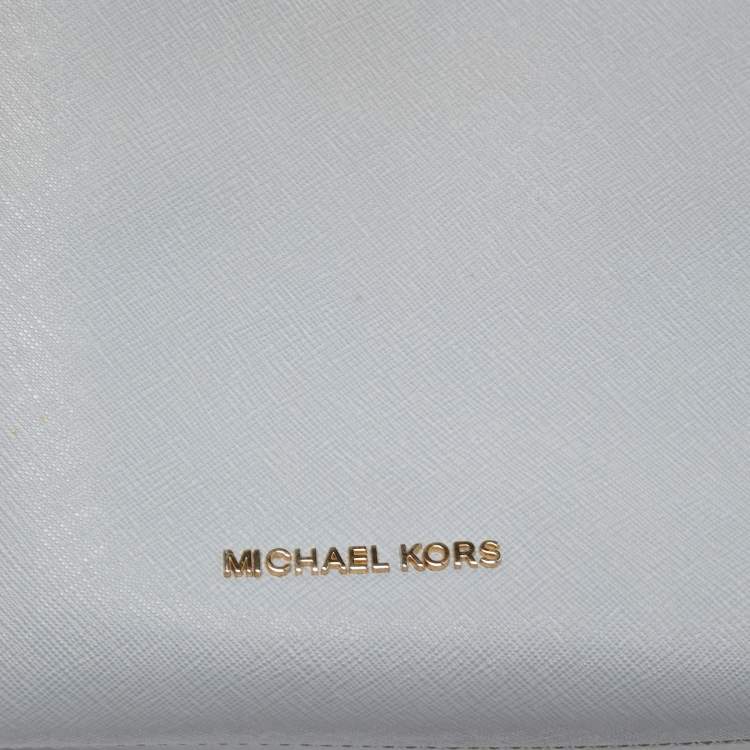 Pre Owned Michael Kors Light Blue Saffiano Leather Portia Satchel 