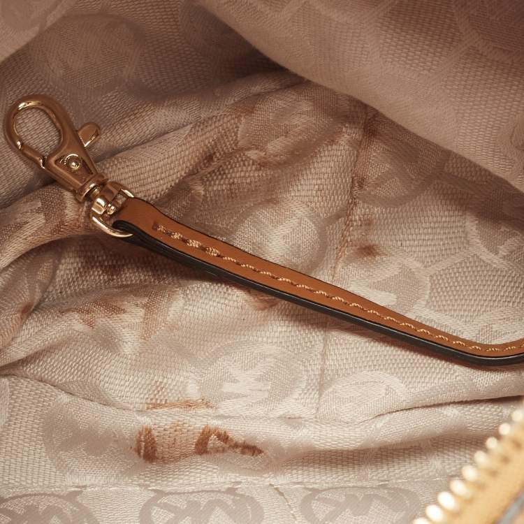 Pre Owned Michael Kors Brown Leather Braided Handle Hobo
