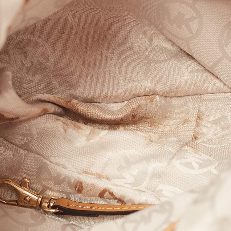 Pre Owned Michael Kors Brown Leather Braided Handle Hobo