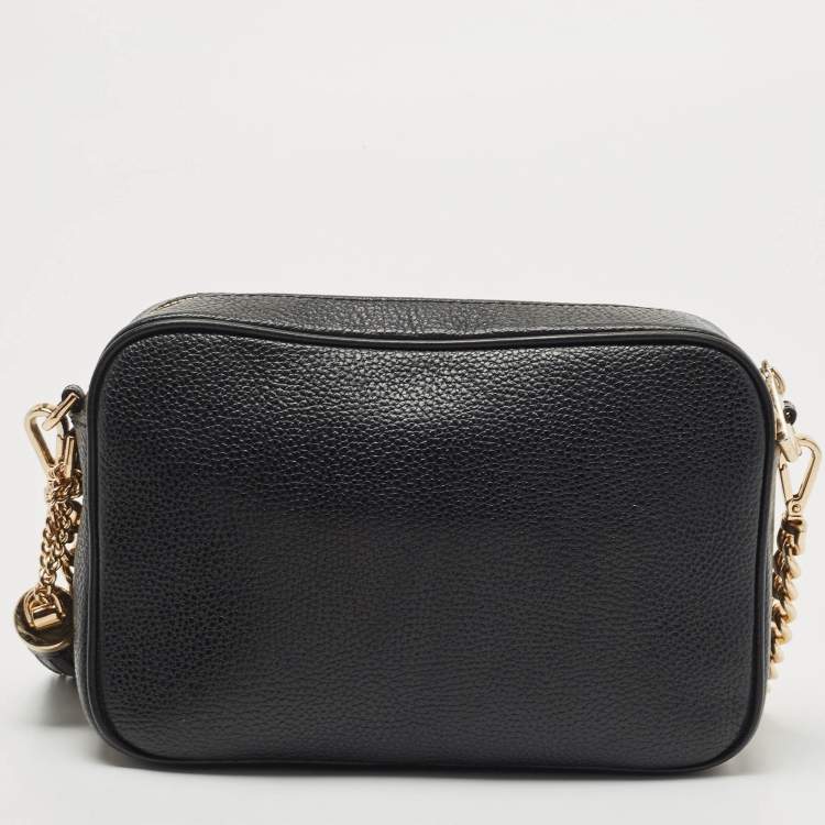 Pre Owned Michael Kors Black Leather Jet Set Camera Crossbody Bag