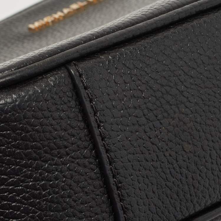 Pre Owned Michael Kors Black Leather Jet Set Camera Crossbody Bag