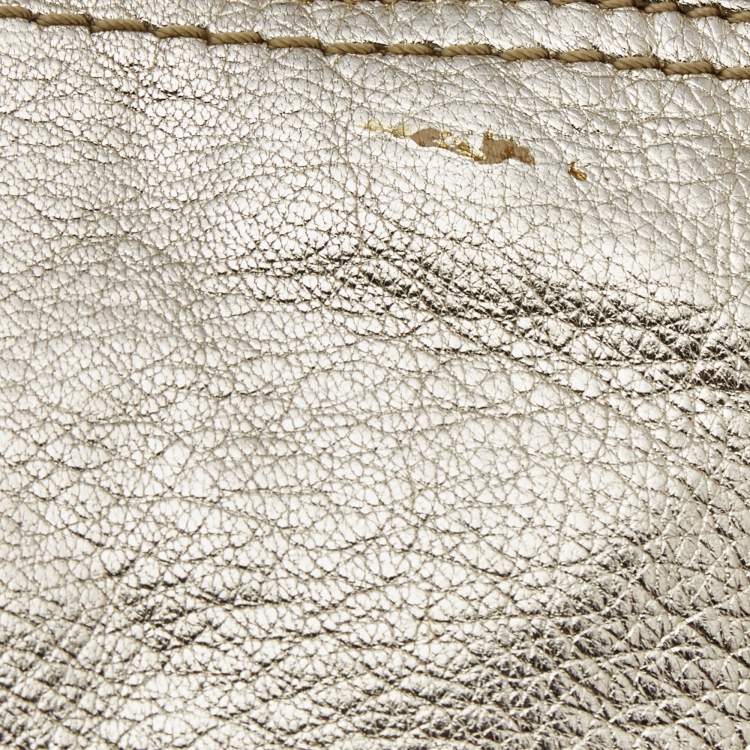 Pre Owned Michael Kors Gold Leather Naomi Clutch Bag