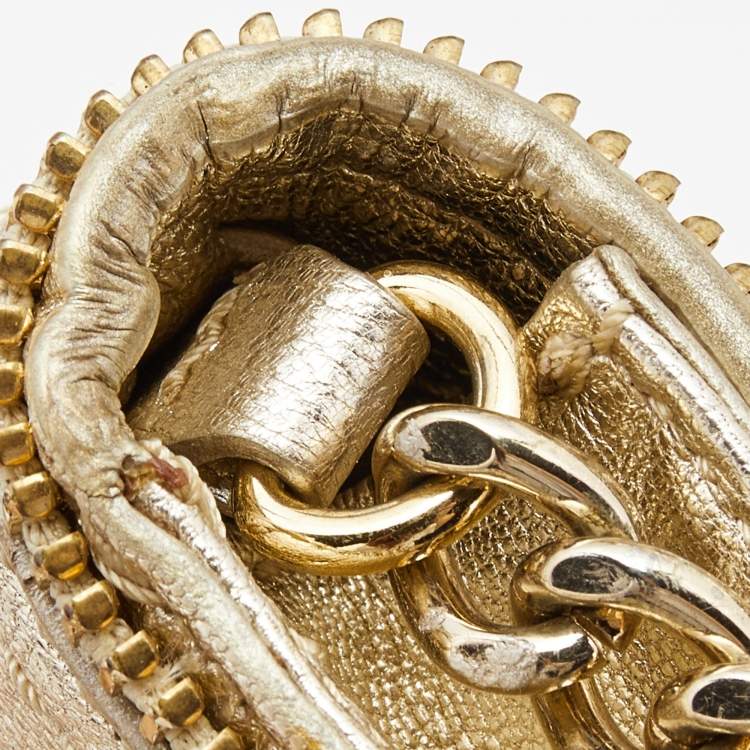 Pre Owned Michael Kors Gold Leather Naomi Clutch Bag