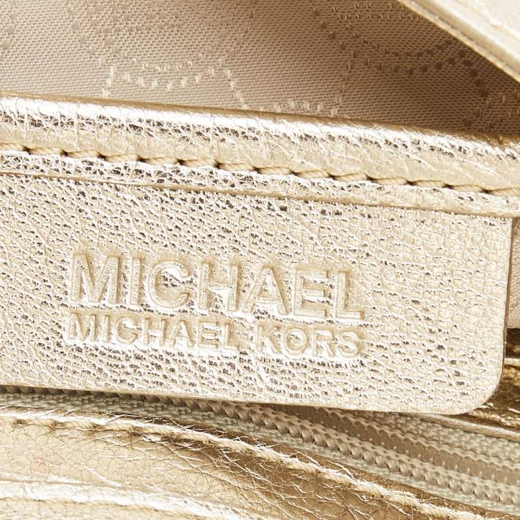 Pre Owned Michael Kors Gold Leather Naomi Clutch Bag