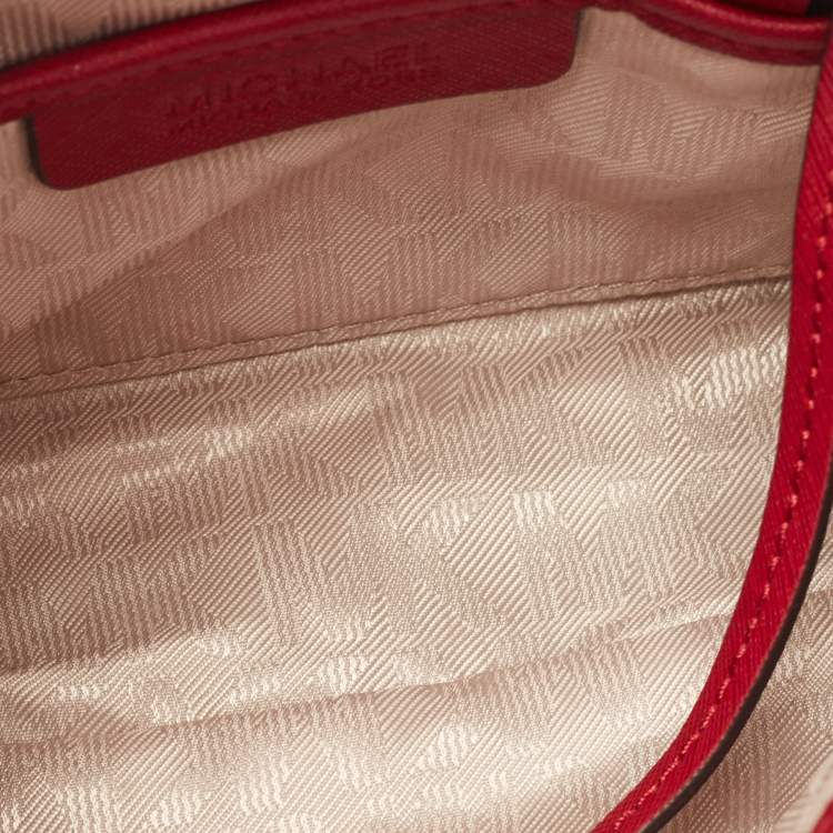 Pre Owned MICHAEL Michael Kors Red Leather Mini Cynthia Tote