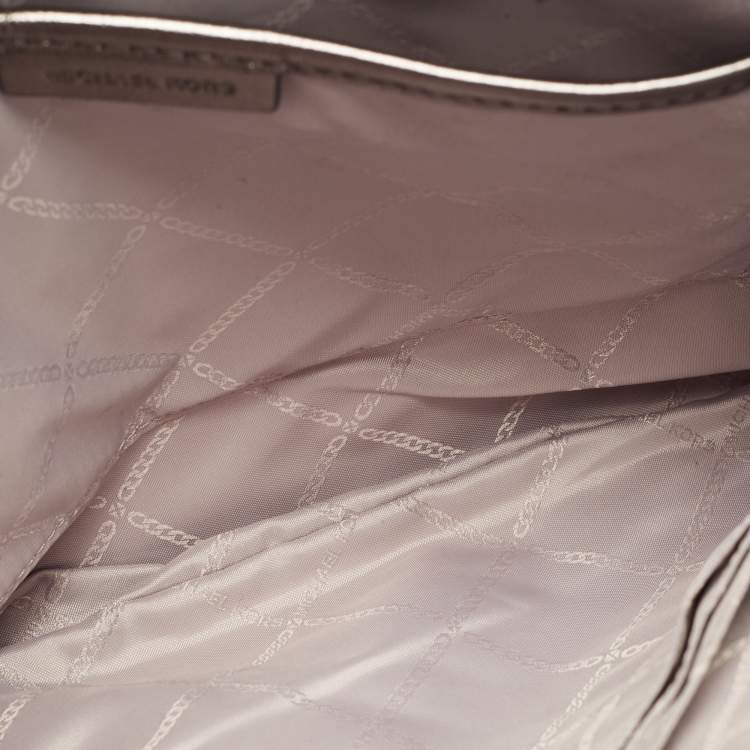 Pre Owned Michael Kors Grey Quilted Leather Extra Large Jet Set Pouch