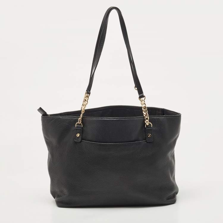 Pre Owned MICHAEL Michael Kors Black Leather Jet Set Chain Tote