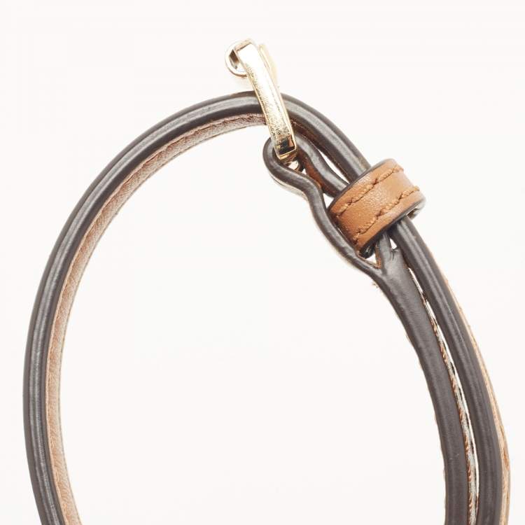 Pre Owned Michael Kors Tan/Off White Signature Coated Canvas and Leather Jet Set Camera Crossbody Bag