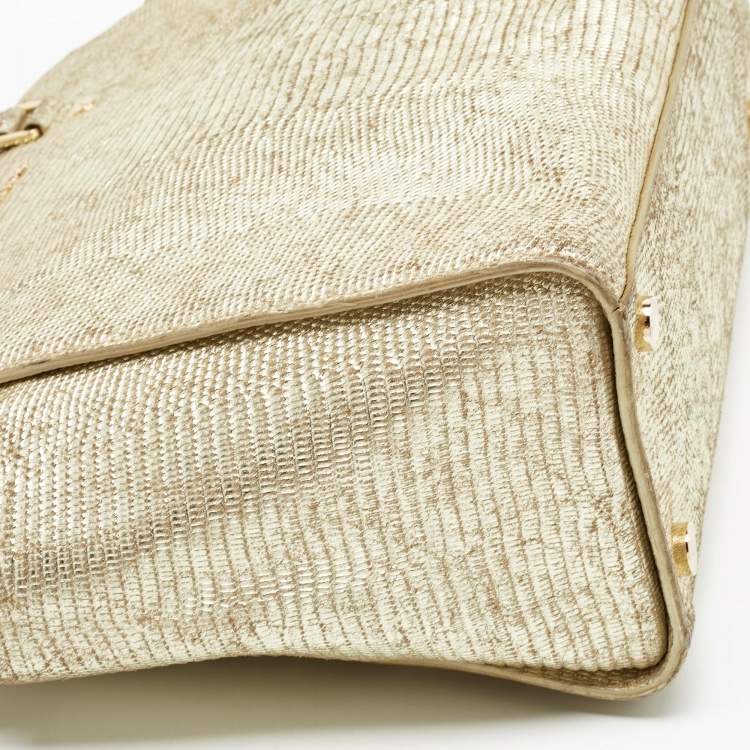 مملوكة مسبقًا Michael Kors Gold Lizard Embossed Leather Large Selma Satchel
