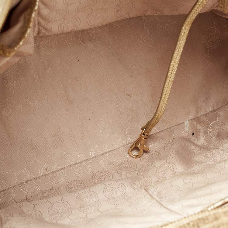 مملوكة مسبقًا Michael Kors Gold Lizard Embossed Leather Large Selma Satchel