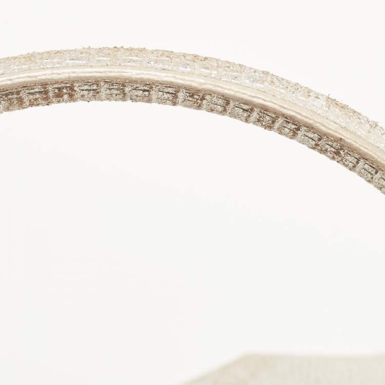 Pre Owned Michael Kors Silver Lizard Embossed Leather East West Hamilton Tote