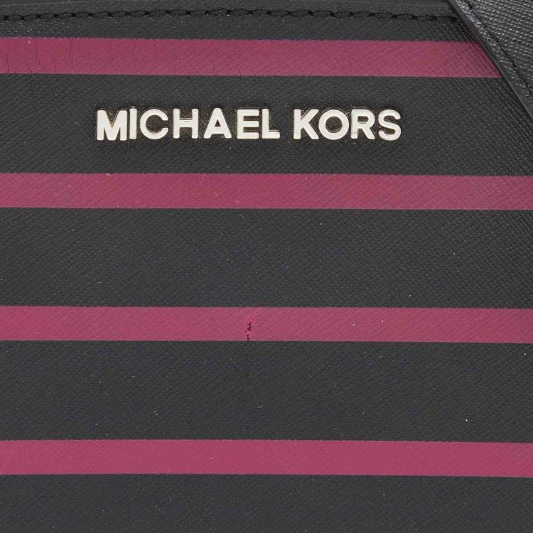 Pre Owned Michael Kors Black/Pink Saffiano Leather Mini Selma Crossbody Bag