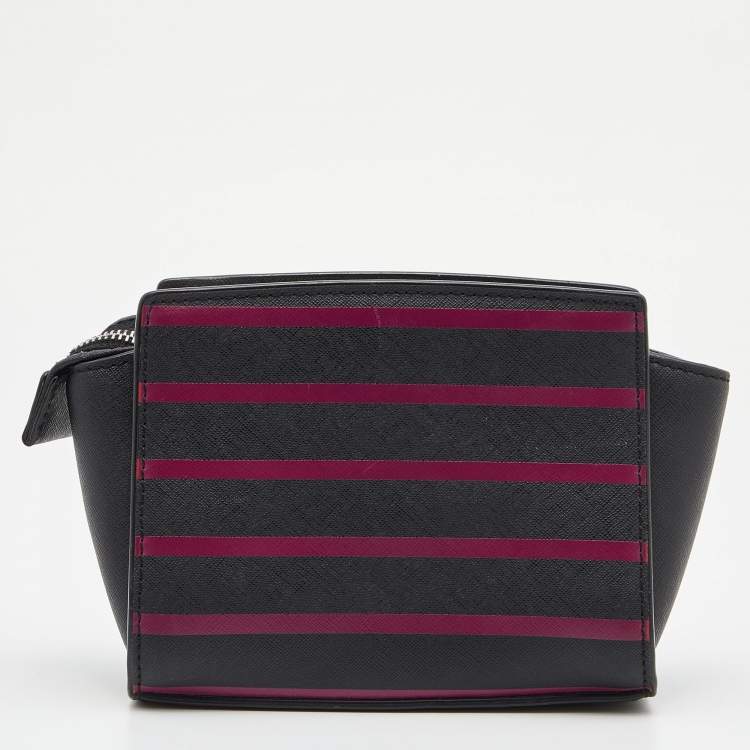 Pre Owned Michael Kors Black/Pink Saffiano Leather Mini Selma Crossbody Bag