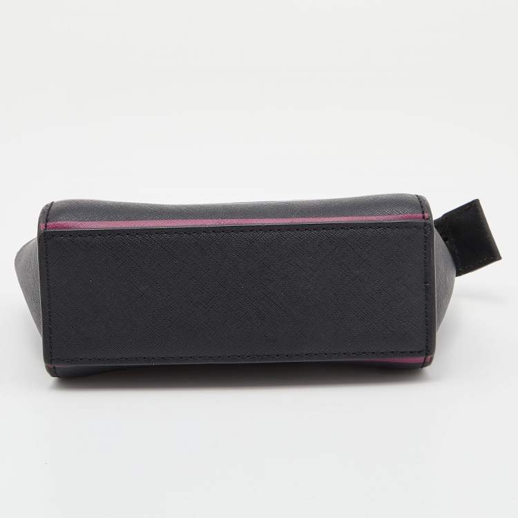Pre Owned Michael Kors Black/Pink Saffiano Leather Mini Selma Crossbody Bag