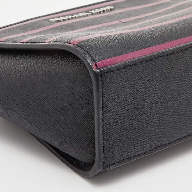 Pre Owned Michael Kors Black/Pink Saffiano Leather Mini Selma Crossbody Bag