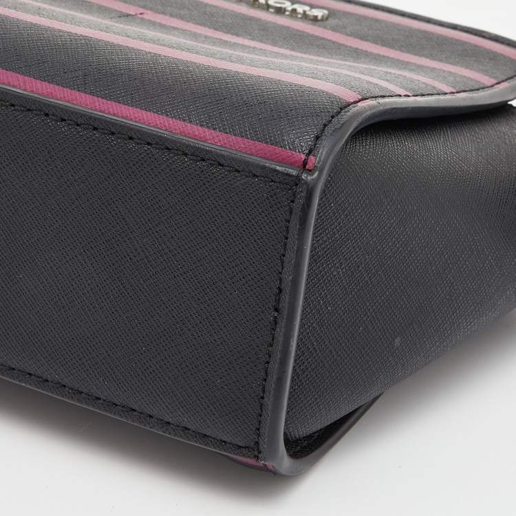Pre Owned Michael Kors Black/Pink Saffiano Leather Mini Selma Crossbody Bag