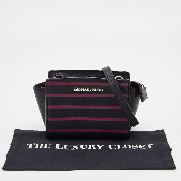 Pre Owned Michael Kors Black/Pink Saffiano Leather Mini Selma Crossbody Bag