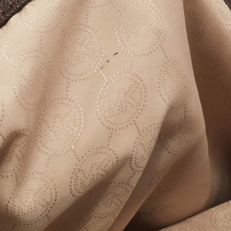 Pre Owned MICHAEL Michael Kors Dark Brown Signature Coated Canvas and Leather Jet Set Tote