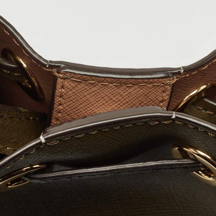 Pre Owned Michael Kors Olive Green Leather Medium Greenwich Bucket Bag