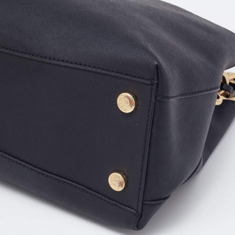 Pre Owned Michael Kors Black Saffiano Leather Portia Top Handle Bag