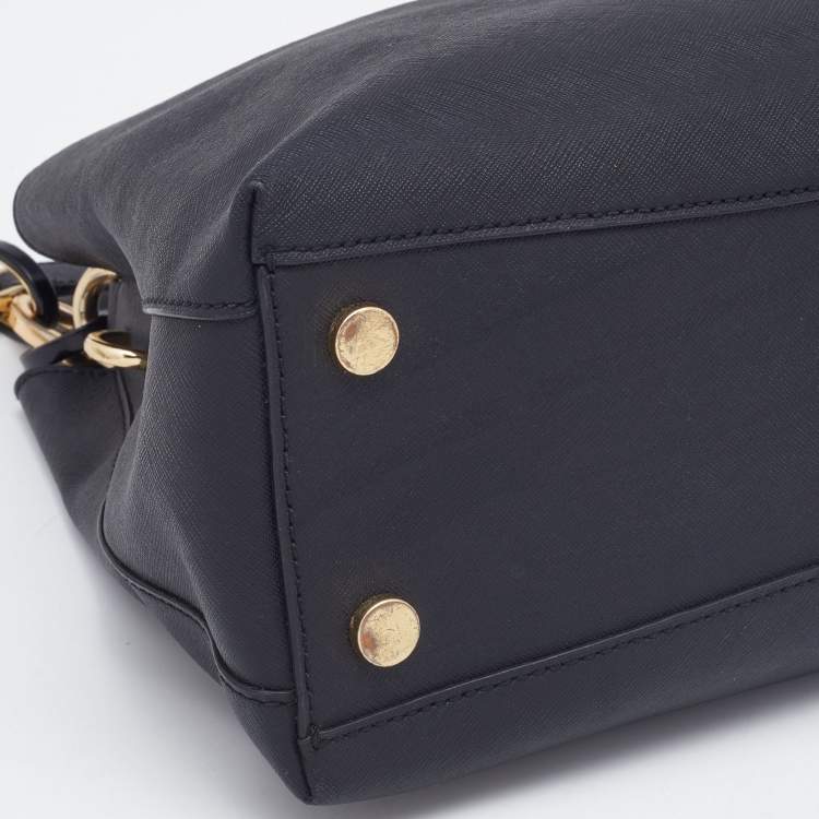 Pre Owned Michael Kors Black Saffiano Leather Portia Top Handle Bag