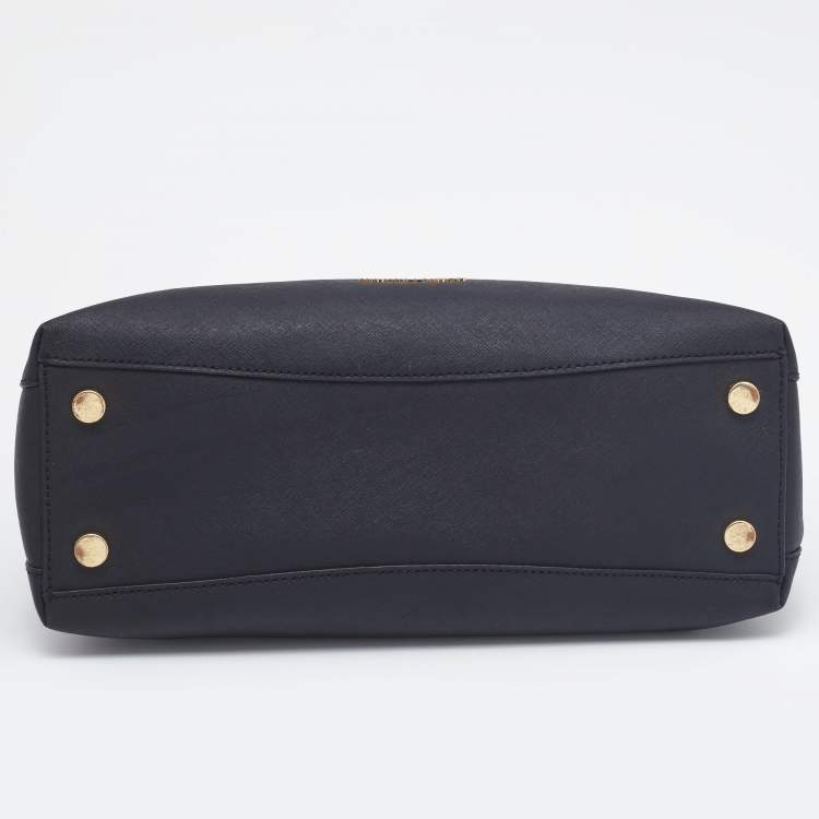 Pre Owned Michael Kors Black Saffiano Leather Portia Top Handle Bag