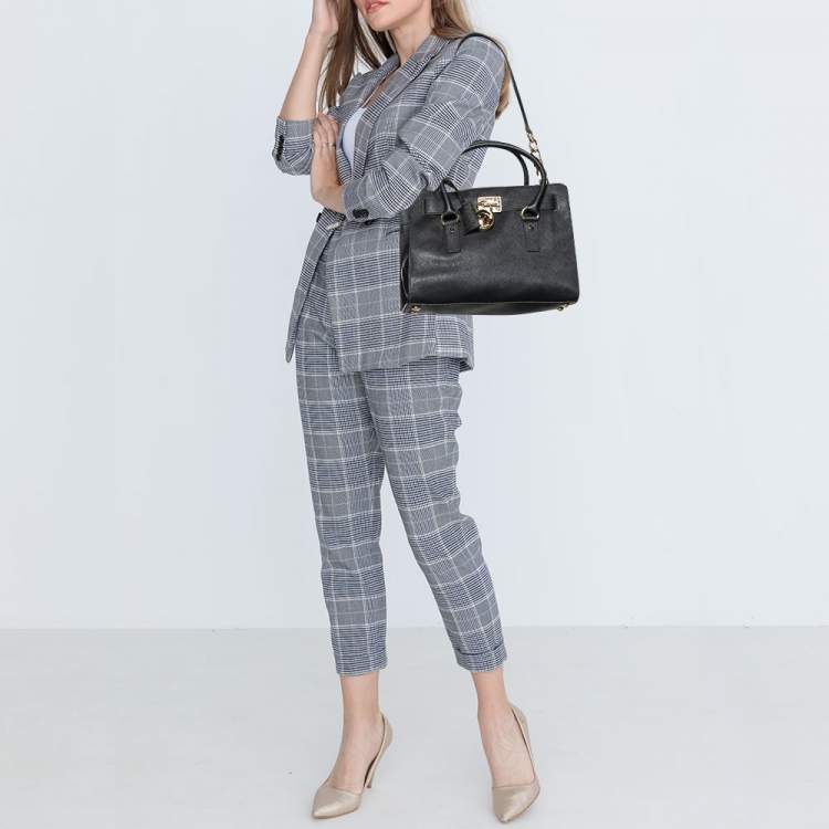 Pre Owned MICHAEL Michael Kors Black Saffiano Leather Hamilton East West Tote