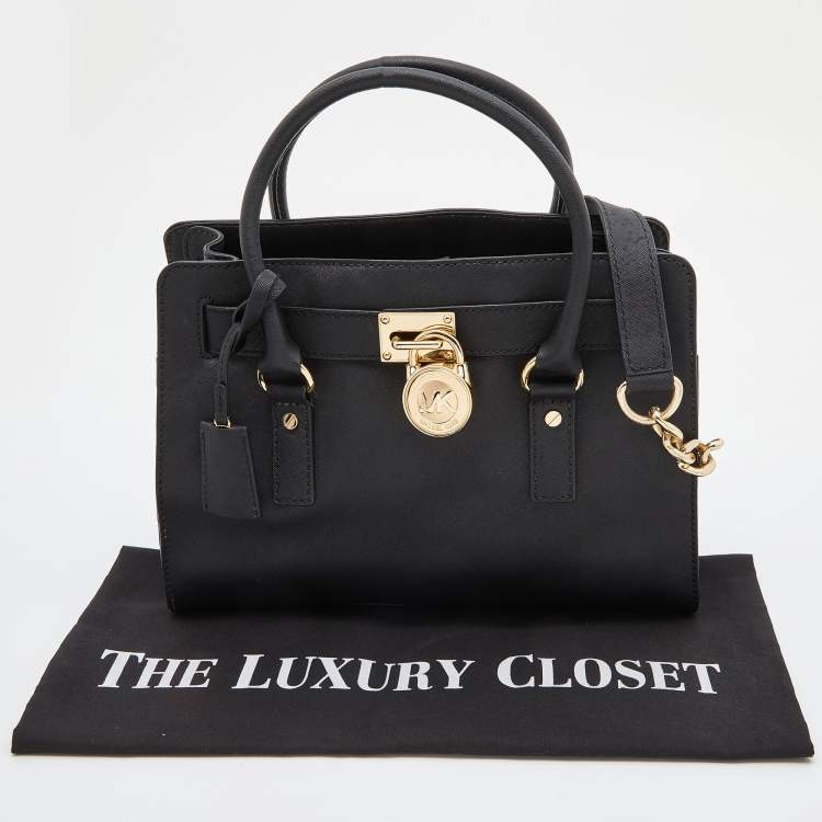 Pre Owned MICHAEL Michael Kors Black Saffiano Leather Hamilton East West Tote