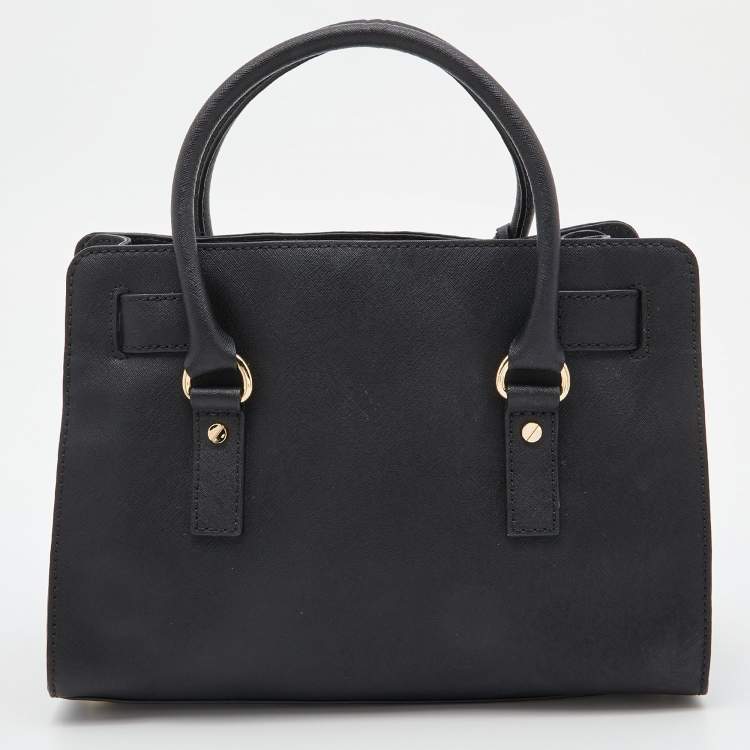 Pre Owned MICHAEL Michael Kors Black Saffiano Leather Hamilton East West Tote